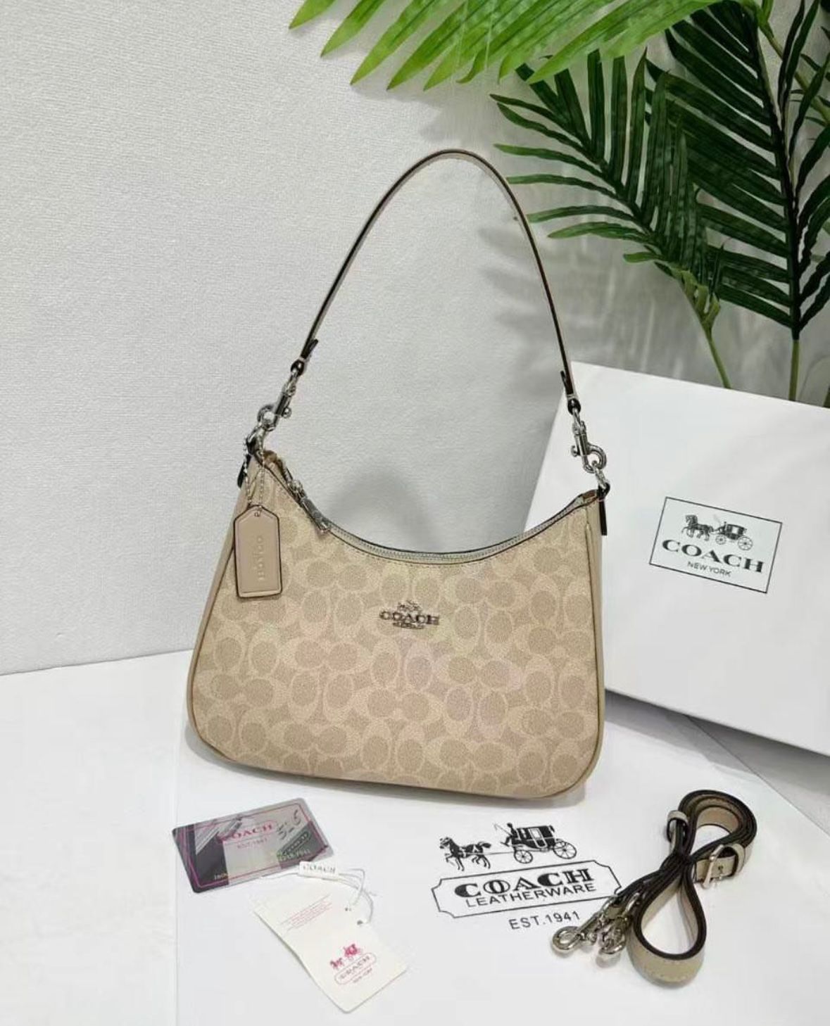 First Copy Handbag Coach Teri Hobo Baige - First Copy Mart
